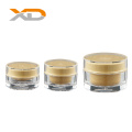 round bamboo cosmetic jars acrylic cream container